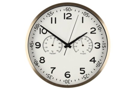 4LIVING Часовник за стена с термометър и хигрометър “Verona“ - цвят злато - Ø 30 см.