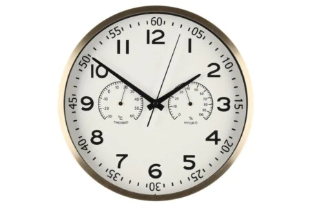 4LIVING Часовник за стена с термометър и хигрометър “Verona“ - цвят злато - Ø 30 см.