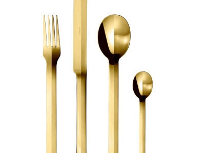 HERDMAR Прибори за хранене “TINTIM“- 24 части - златни (гланц + мат)