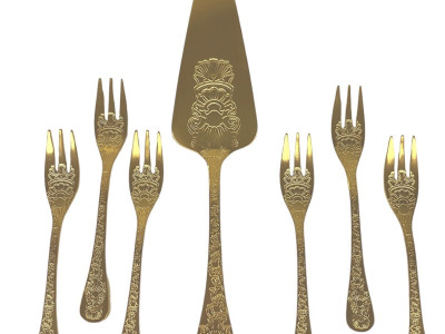 HERDMAR Прибори за торта “SANTAMARTA“ - 7 части - позлатени мат