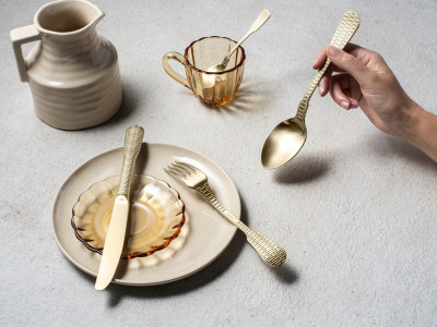 HERDMAR Прибори за хранене “OSIER“- 24 части – позлатени мат