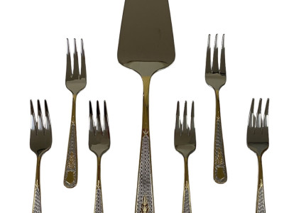 HERDMAR Прибори за торта “GUELL“ - 7 части- с позлатен елемент