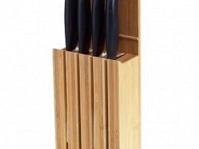 KYOCERA Комплект от 4 бр.керамични ножове ( бяло острие / черна дръжка) + бамбуков блок