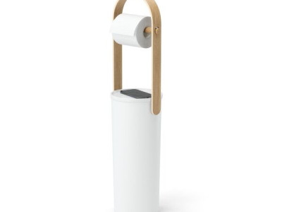 UMBRA Стойка за тоалетна хартия с отделение за ролки “BELLWOOD“ - цвят бял / дърво