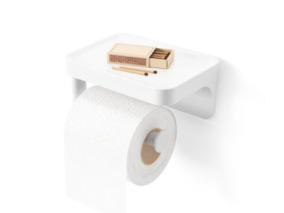 UMBRA Стойка за стена за тоалетна хартия и аксесоари 2 в 1 “FLEX ADHESIVE“ - бял цвят