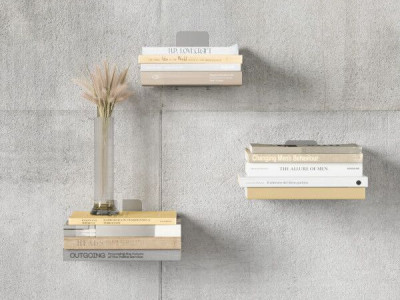 UMBRA Комплект от 3бр.скрити рафтове за книги (стандартен формат) - цвят сребро