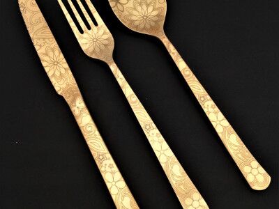 HERDMAR Комплект прибори за хранене “OSLO № 23″ – 36 части – позлатени, гравирани