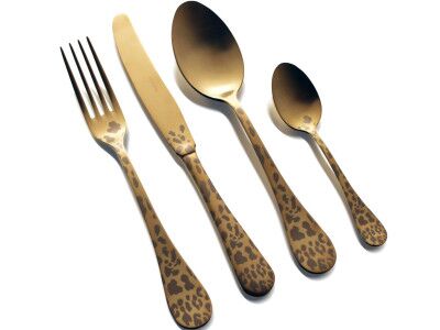 HERDMAR Комплект прибори за хранене “ROCCO № 8“ – 24 части – старо злато, гравиран