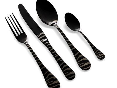 HERDMAR Комплект прибори за хранене “ROCCO № 7“ – 24 части – черен,  гравиран