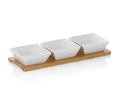 KELA Комплект 3 бр. бели квадратни порцеланови купички със стойка “Philipa“