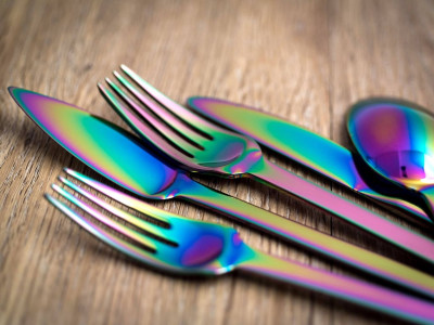 HERDMAR Комплект прибори за хранене “SPIGA“- 36 части - Rainbow / дъга / - PVD покритие