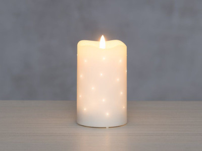 FINNLUMOR Восъчна LED свещ с 3D пламък - бяла - 13 см.