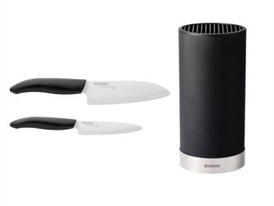 KYOCERA Комплект от 2 бр.керамични ножове + блок за ножове