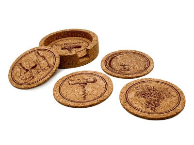 Vin Bouquet Сет от 5 бр. коркови подложки за чаши с поставка