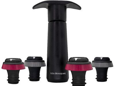 Vin Bouquet Ръчна вакуум помпа с 4 бр. тапи - черна