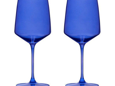 VISKI Кристални чаши за вино “Nouveau“ 2 бр. - цвят кобалт - 650 мл.