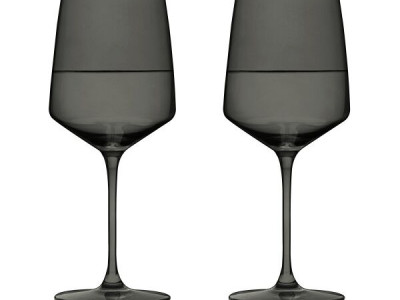 VISKI Кристални чаши за вино “Nouveau“ 2 бр. - цвят опушено сиво - 650 мл.