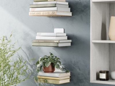 UMBRA Комплект от 3бр.скрити рафтове за книги (голям формат) - цвят сребро